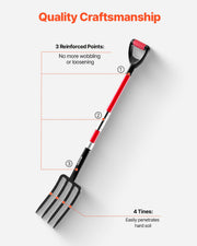 4 Tines Garden Fork Fiberglass Handle 45 in Spading Pitchfork Heavy Duty V952-HYCWJCGC4C1JX8KB8001V0