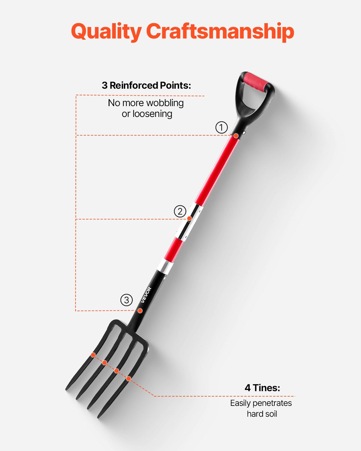 4 Tines Garden Fork Fiberglass Handle 45 in Spading Pitchfork Heavy Duty V952-HYCWJCGC4C1JX8KB8001V0