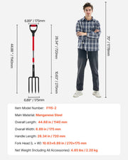4 Tines Garden Fork Fiberglass Handle 45 in Spading Pitchfork Heavy Duty V952-HYCWJCGC4C1JX8KB8001V0