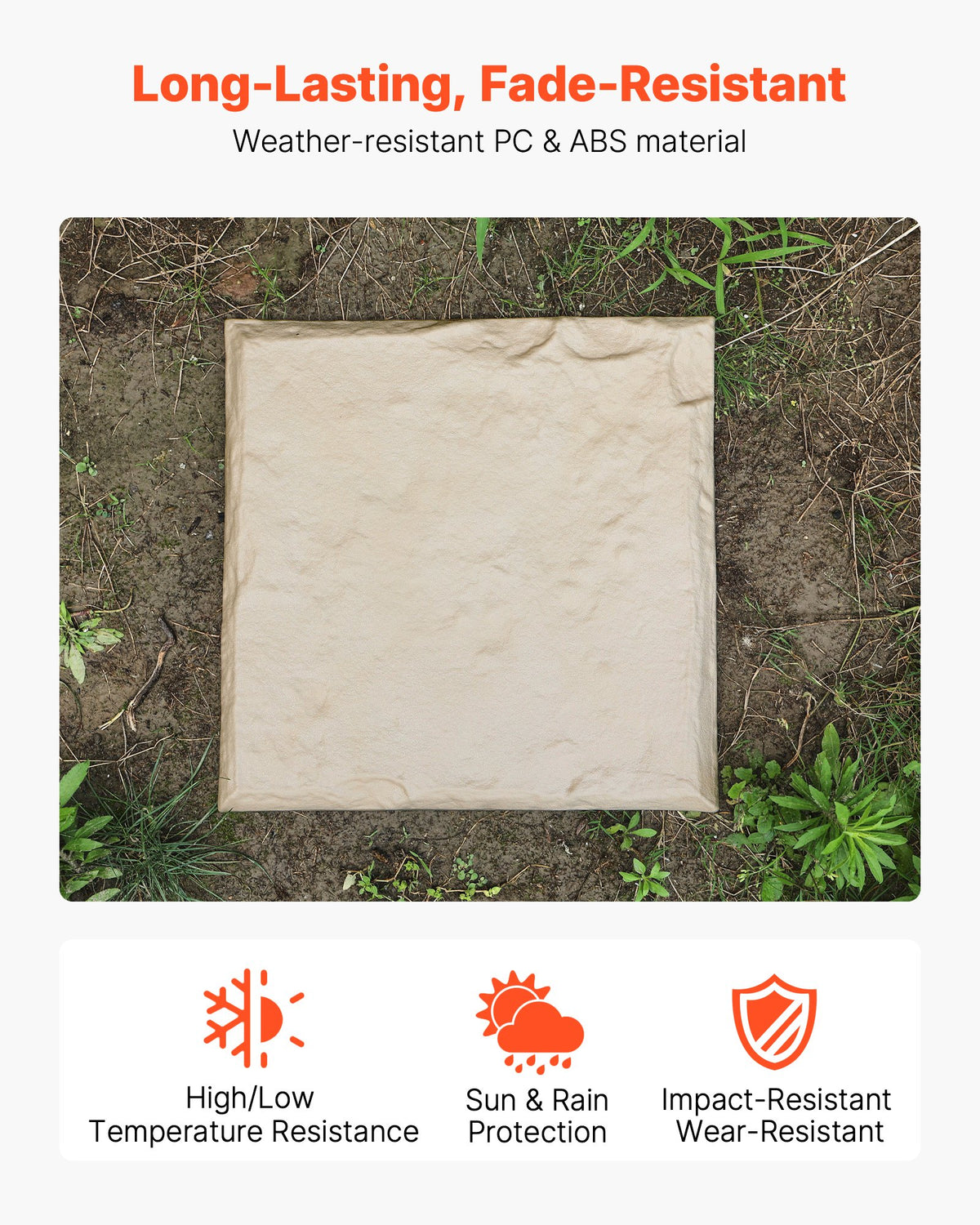 Garden Stepping Stones, 16Pcs 39.5x39.5 cm, Decorative Stepping Stones with Stakes, Weather-Resistant Plastic V952-HYDJS16PCSZF1L4W6001V0