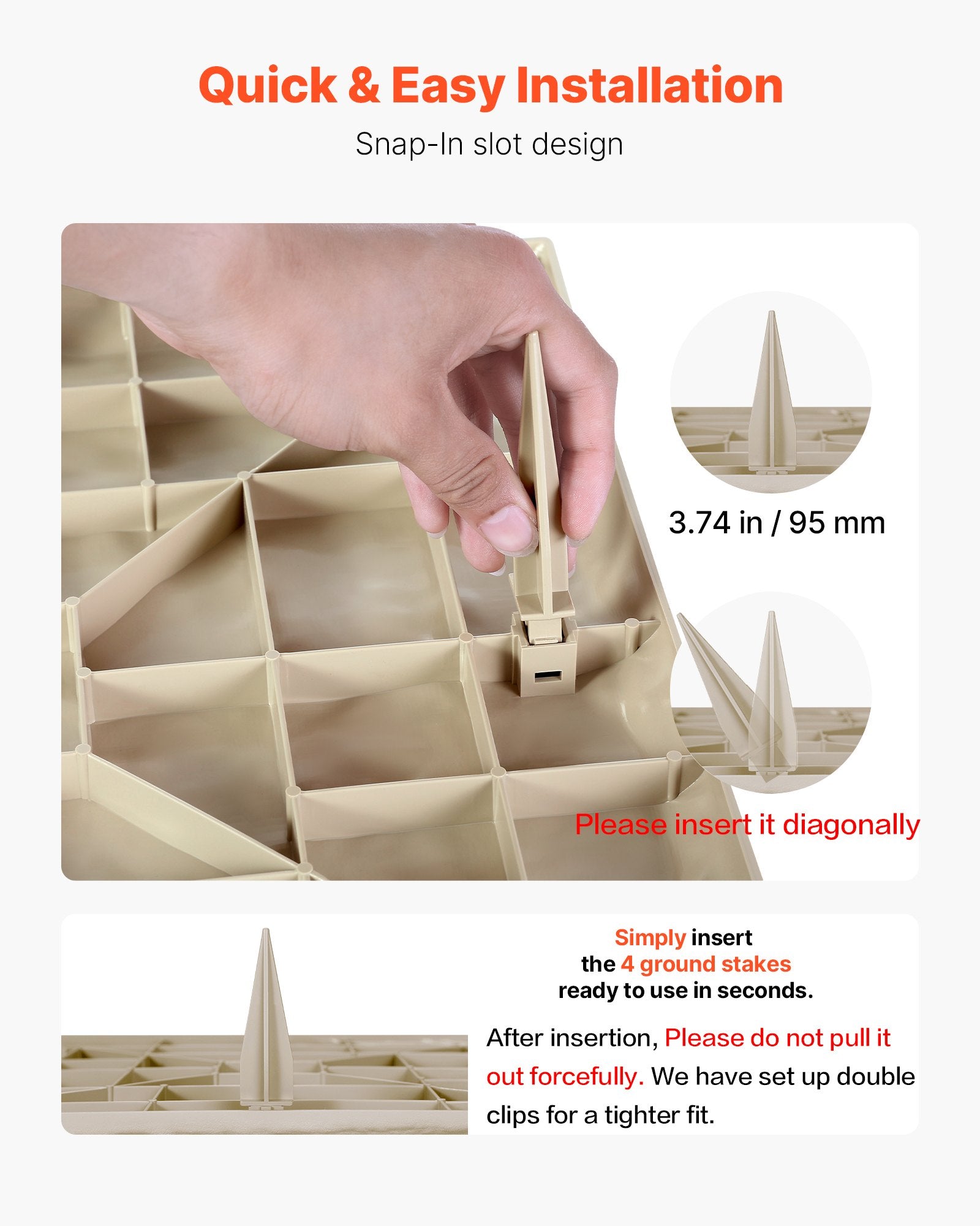Garden Stepping Stones, 16Pcs 39.5x39.5 cm, Decorative Stepping Stones with Stakes, Weather-Resistant Plastic V952-HYDJS16PCSZF1L4W6001V0