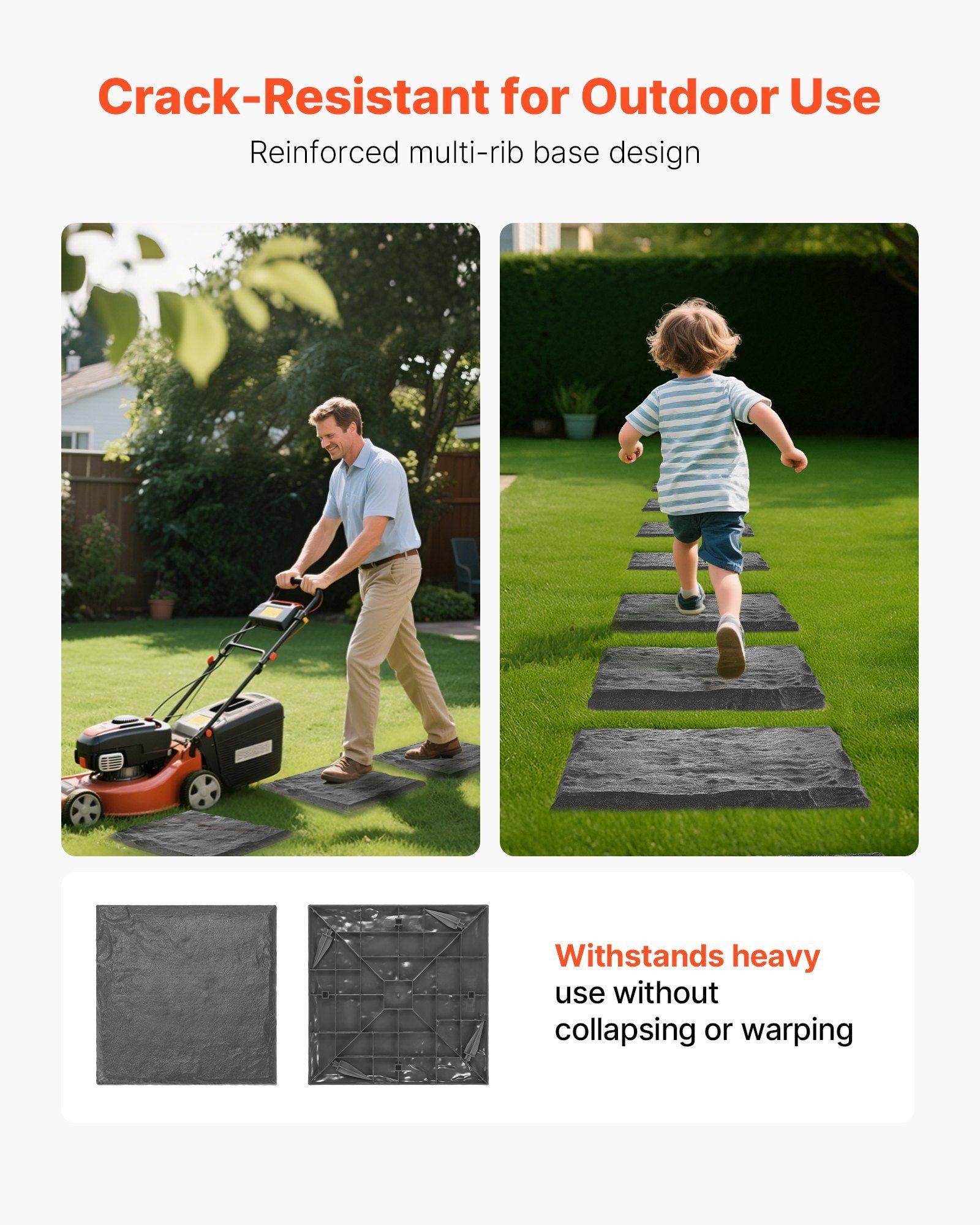 Garden Stepping Stones, 4Pcs 39.5x39.5 cm Decorative Stepping Stones with Stakes, Weather-Resistant Plastic V952-HYDJSHS4PCSZ44JBR001V0