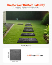 Garden Stepping Stones, 4Pcs 39.5x39.5 cm Decorative Stepping Stones with Stakes, Weather-Resistant Plastic V952-HYDJSHS4PCSZ44JBR001V0