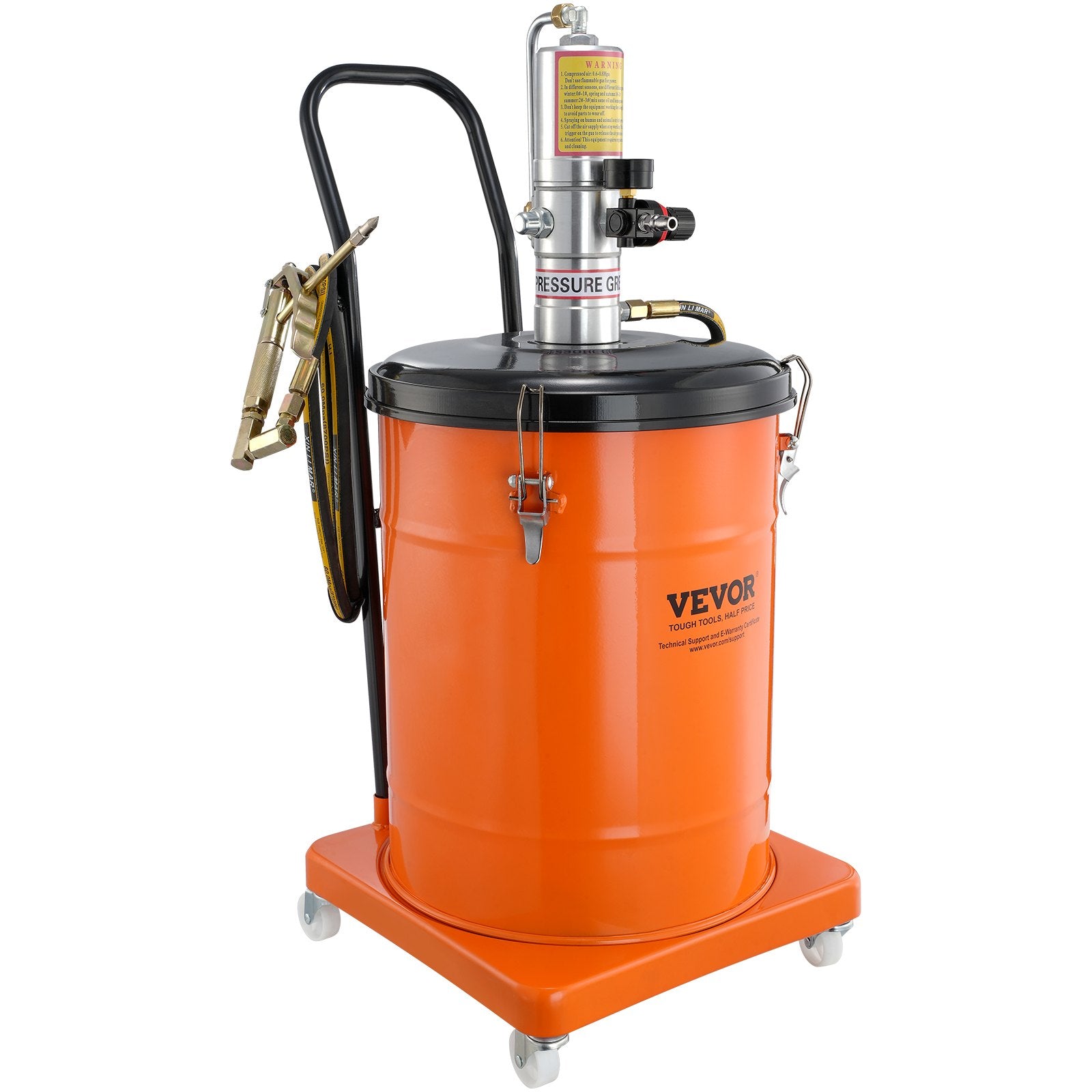 Grease Pump, 40L Capacity, Air Operated Grease Pump with 3.88 m High Pressure Hose and Grease Gun, Pneumatic V952-HYJ10JLDT000J2IBRV0