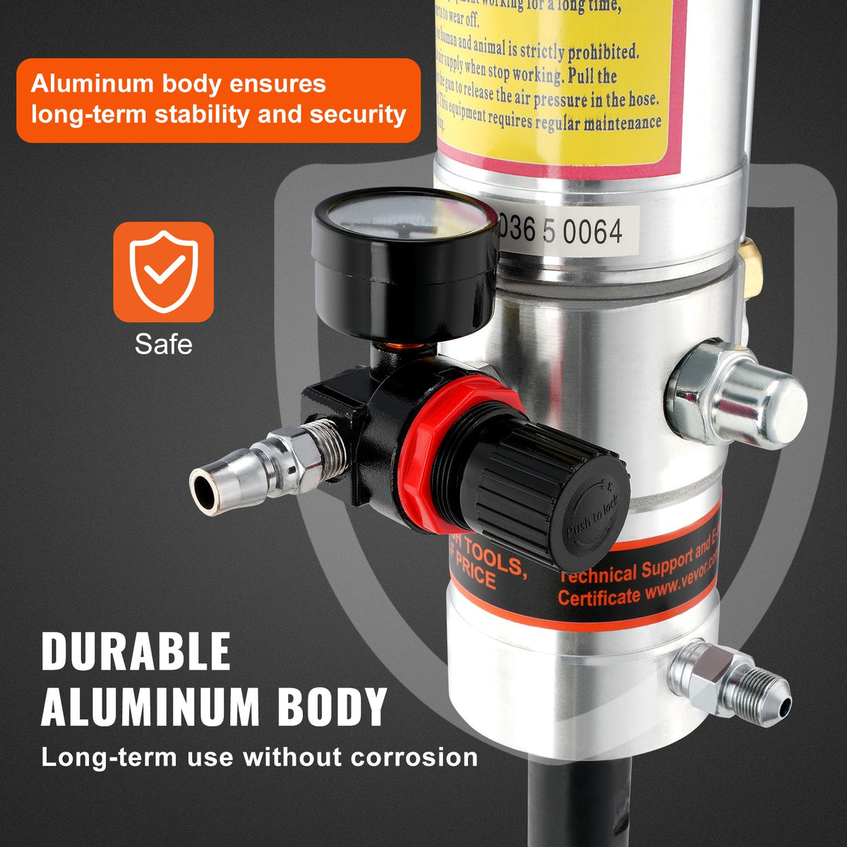 Grease Pump, 50:1 Pressure Ratio Air Operated Grease Pump with 3.88 m High Pressure Hose and Grease Gun, V952-HYJLB0000000WGVWQV0