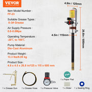 Grease Pump, 50:1 Pressure Ratio Air Operated Grease Pump with 3.88 m High Pressure Hose and Grease Gun, V952-HYJLB0000000WGVWQV0