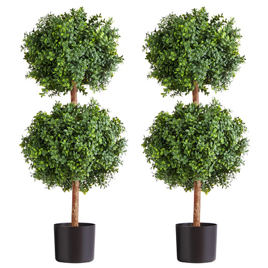 Artificial Topiary Boxwood Double Ball, 2 Set 914mm Faux Boxwood Plant Balls, Fake Silk Tree Look Real, Easy V952-HYMRGXJS36IND5PE1001V0