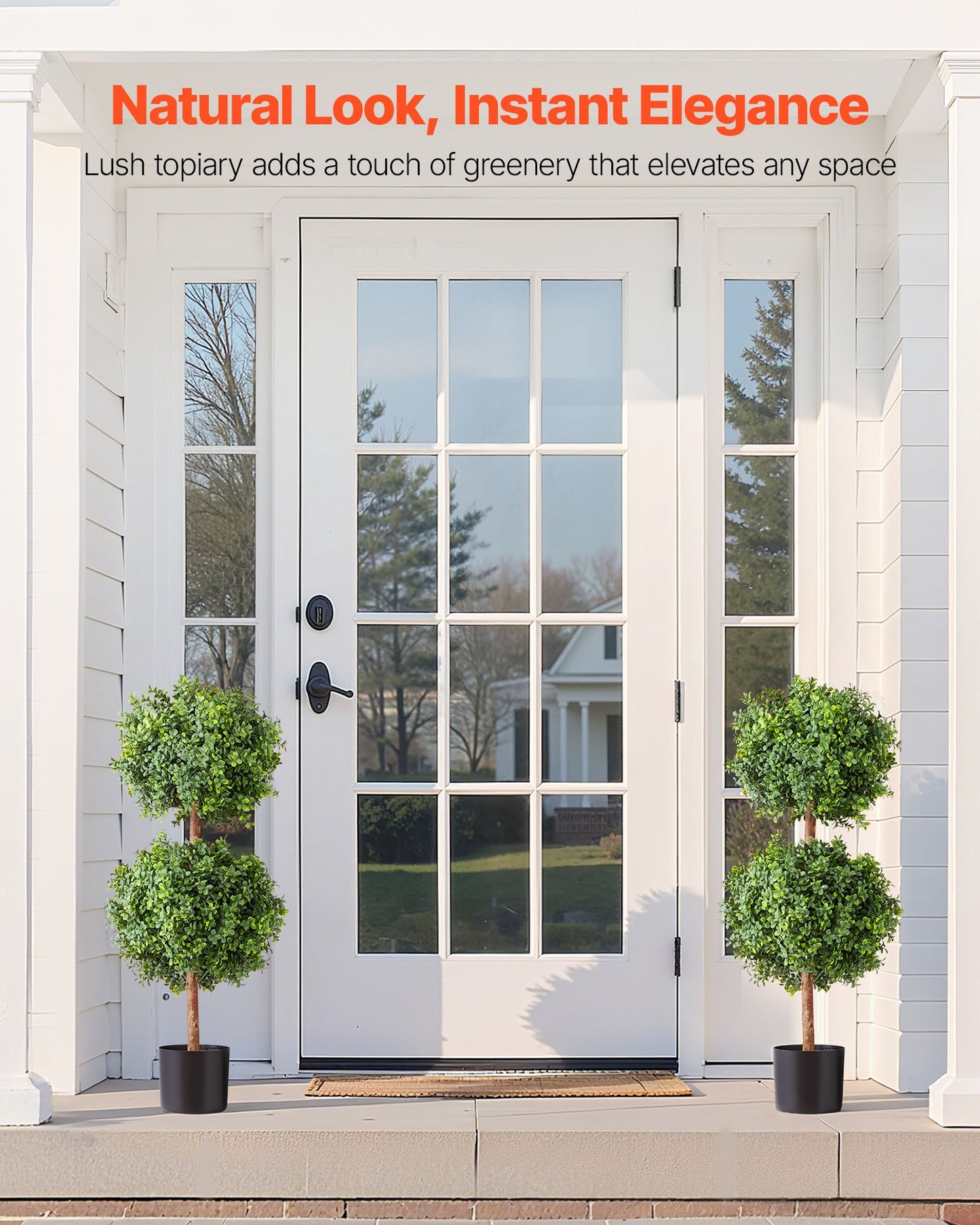 Artificial Topiary Boxwood Double Ball, 2 Set 914mm Faux Boxwood Plant Balls, Fake Silk Tree Look Real, Easy V952-HYMRGXJS36IND5PE1001V0