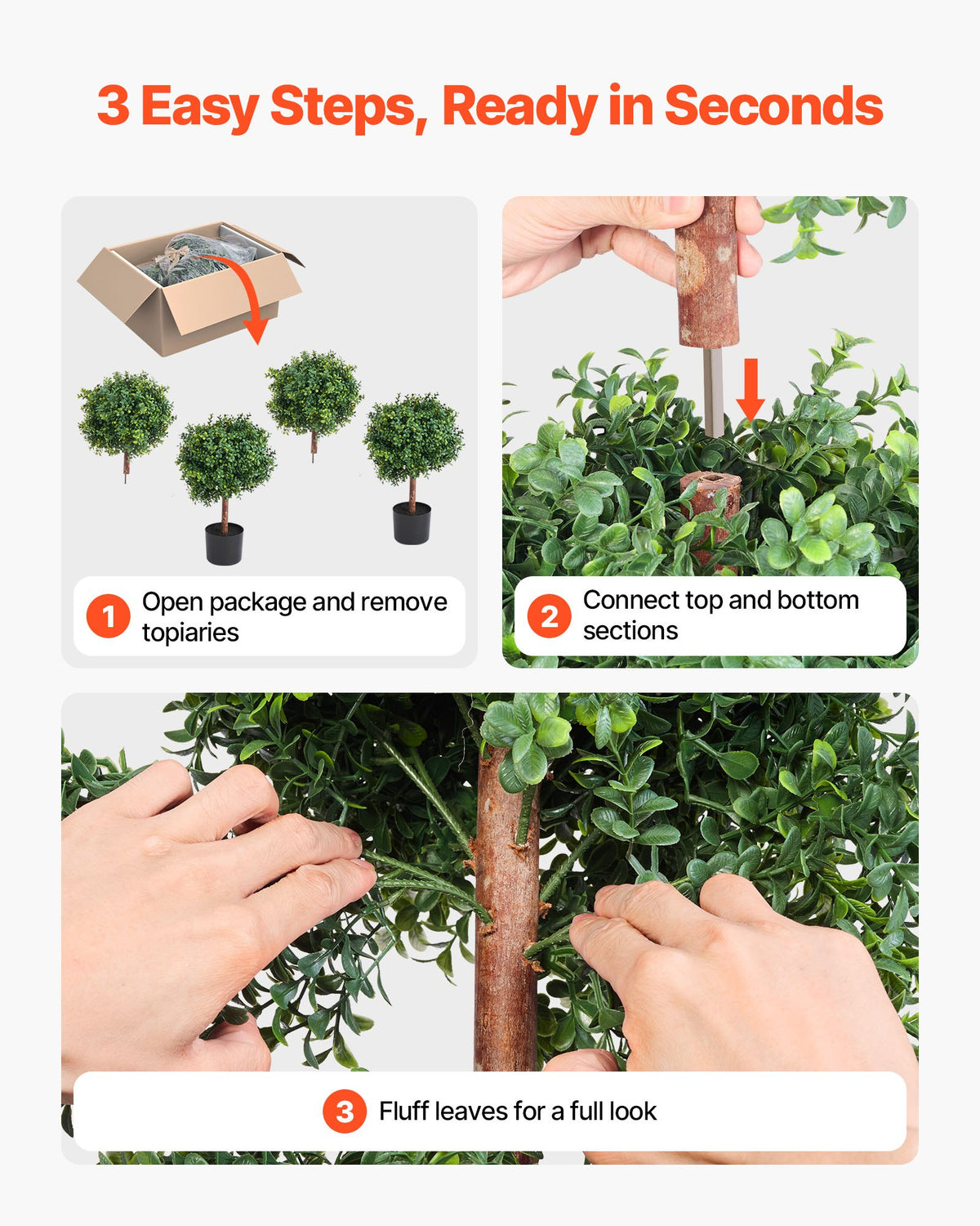 Artificial Topiary Boxwood Double Ball, 2 Set 914mm Faux Boxwood Plant Balls, Fake Silk Tree Look Real, Easy V952-HYMRGXJS36IND5PE1001V0