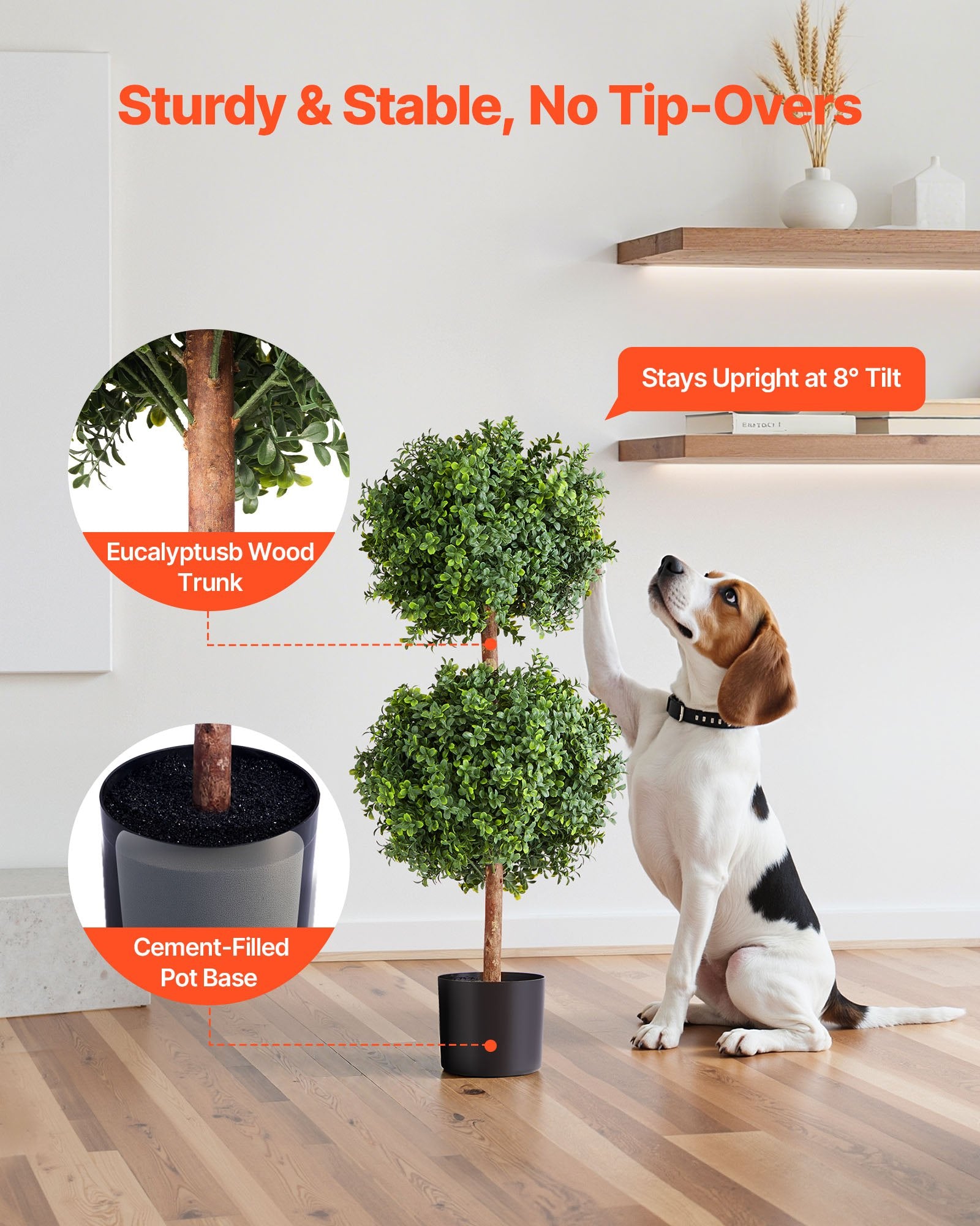 Artificial Topiary Boxwood Double Ball, 2 Set 914mm Faux Boxwood Plant Balls, Fake Silk Tree Look Real, Easy V952-HYMRGXJS36IND5PE1001V0