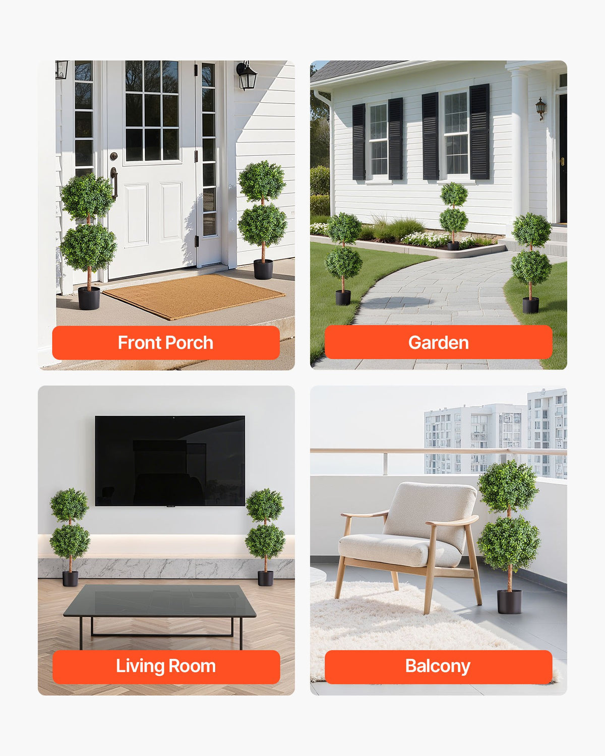 Artificial Topiary Boxwood Double Ball, 2 Set 914mm Faux Boxwood Plant Balls, Fake Silk Tree Look Real, Easy V952-HYMRGXJS36IND5PE1001V0