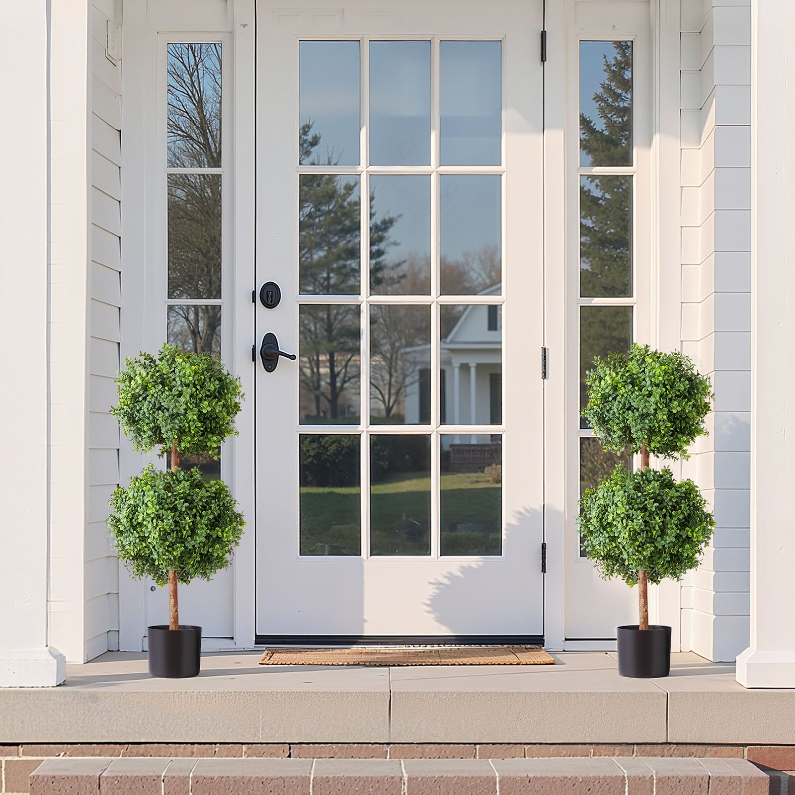 Artificial Topiary Boxwood Double Ball, 2 Set 914mm Faux Boxwood Plant Balls, Fake Silk Tree Look Real, Easy V952-HYMRGXJS36IND5PE1001V0