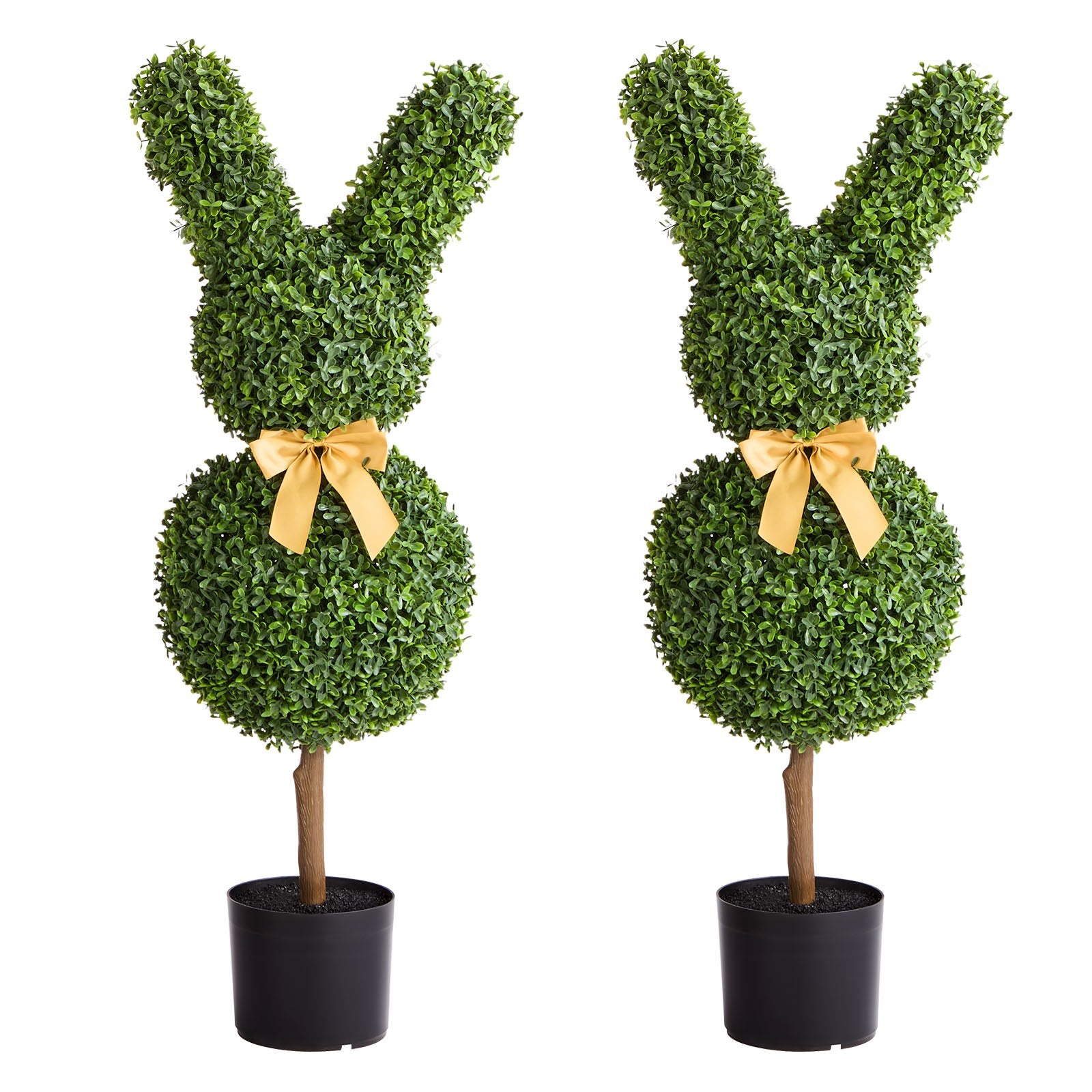 Artificial Topiary Bunny-Shape Boxwood Ball, 2 Set 914mm Faux Boxwood Plant Balls, Fake Silk Tree Look Real, V952-HYMRGXJS36YCU74VB001V0
