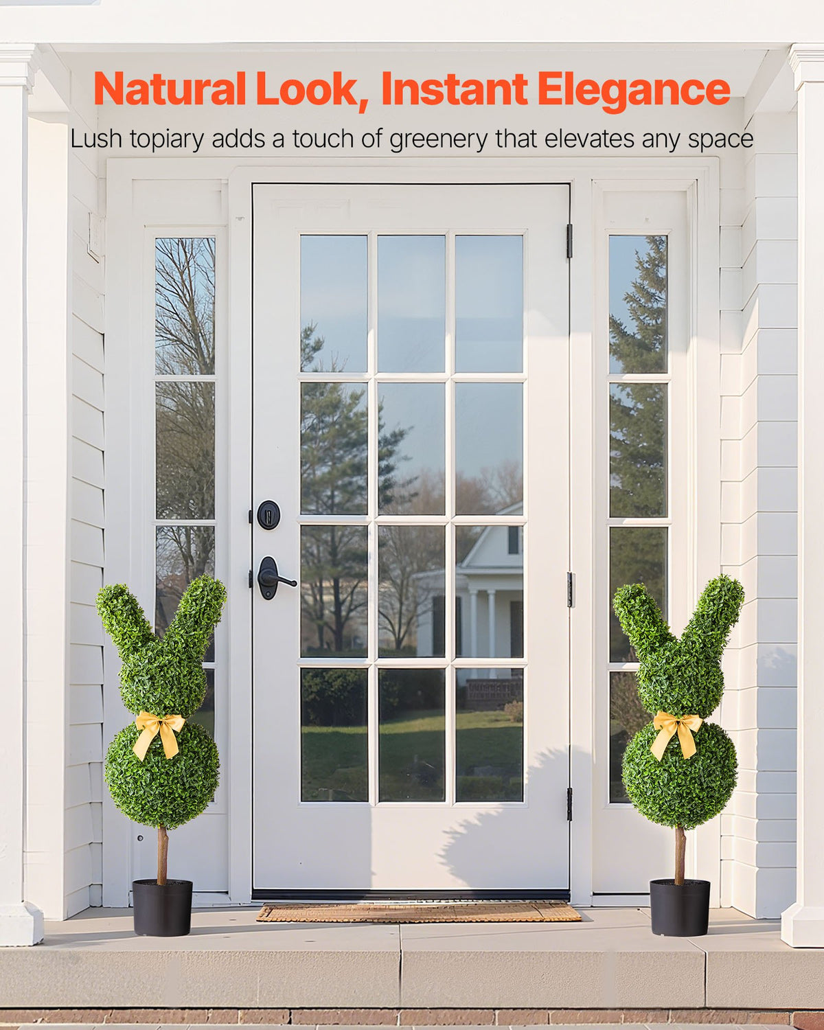 Artificial Topiary Bunny-Shape Boxwood Ball, 2 Set 914mm Faux Boxwood Plant Balls, Fake Silk Tree Look Real, V952-HYMRGXJS36YCU74VB001V0