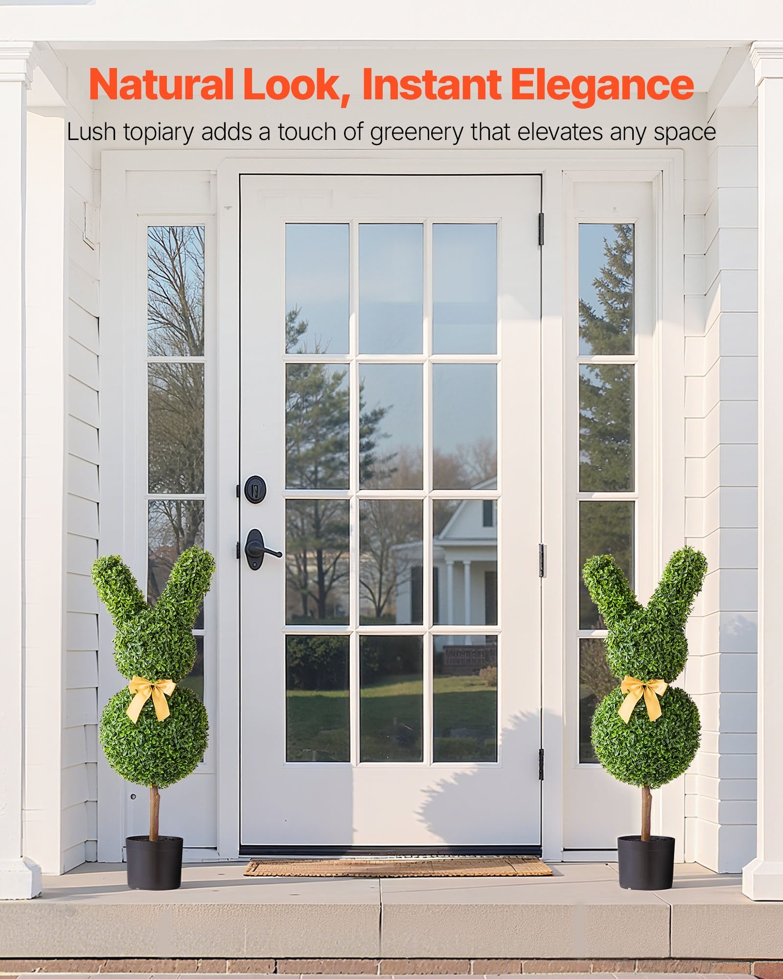 Artificial Topiary Bunny-Shape Boxwood Ball, 2 Set 914mm Faux Boxwood Plant Balls, Fake Silk Tree Look Real, V952-HYMRGXJS36YCU74VB001V0