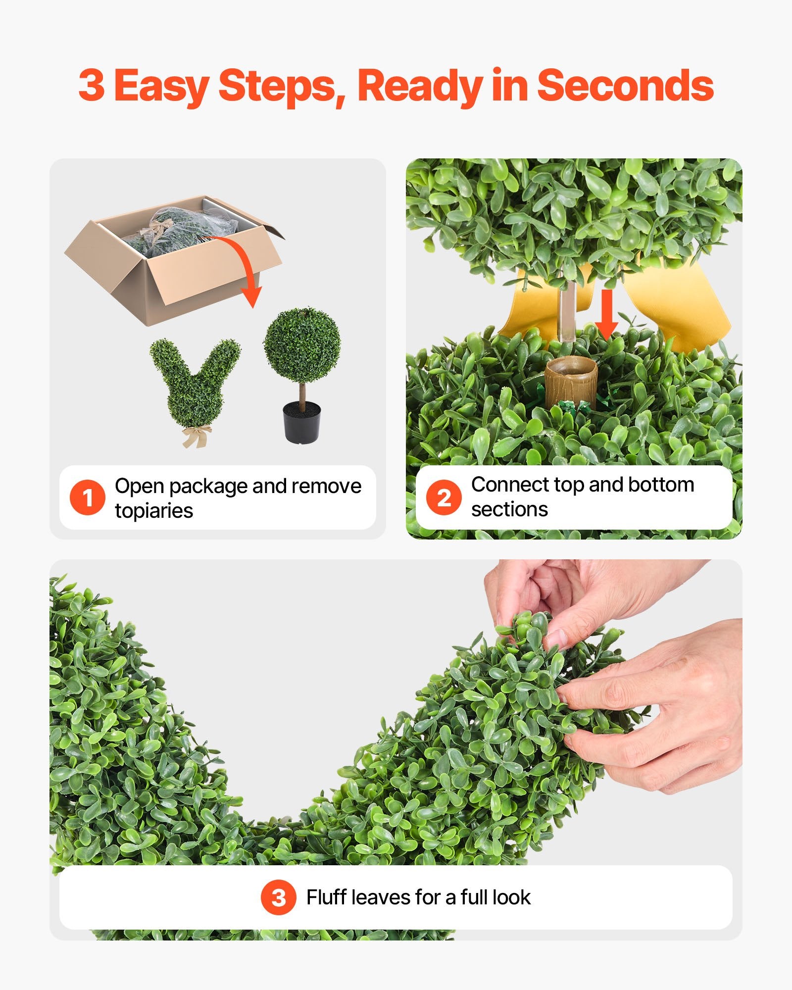 Artificial Topiary Bunny-Shape Boxwood Ball, 2 Set 914mm Faux Boxwood Plant Balls, Fake Silk Tree Look Real, V952-HYMRGXJS36YCU74VB001V0