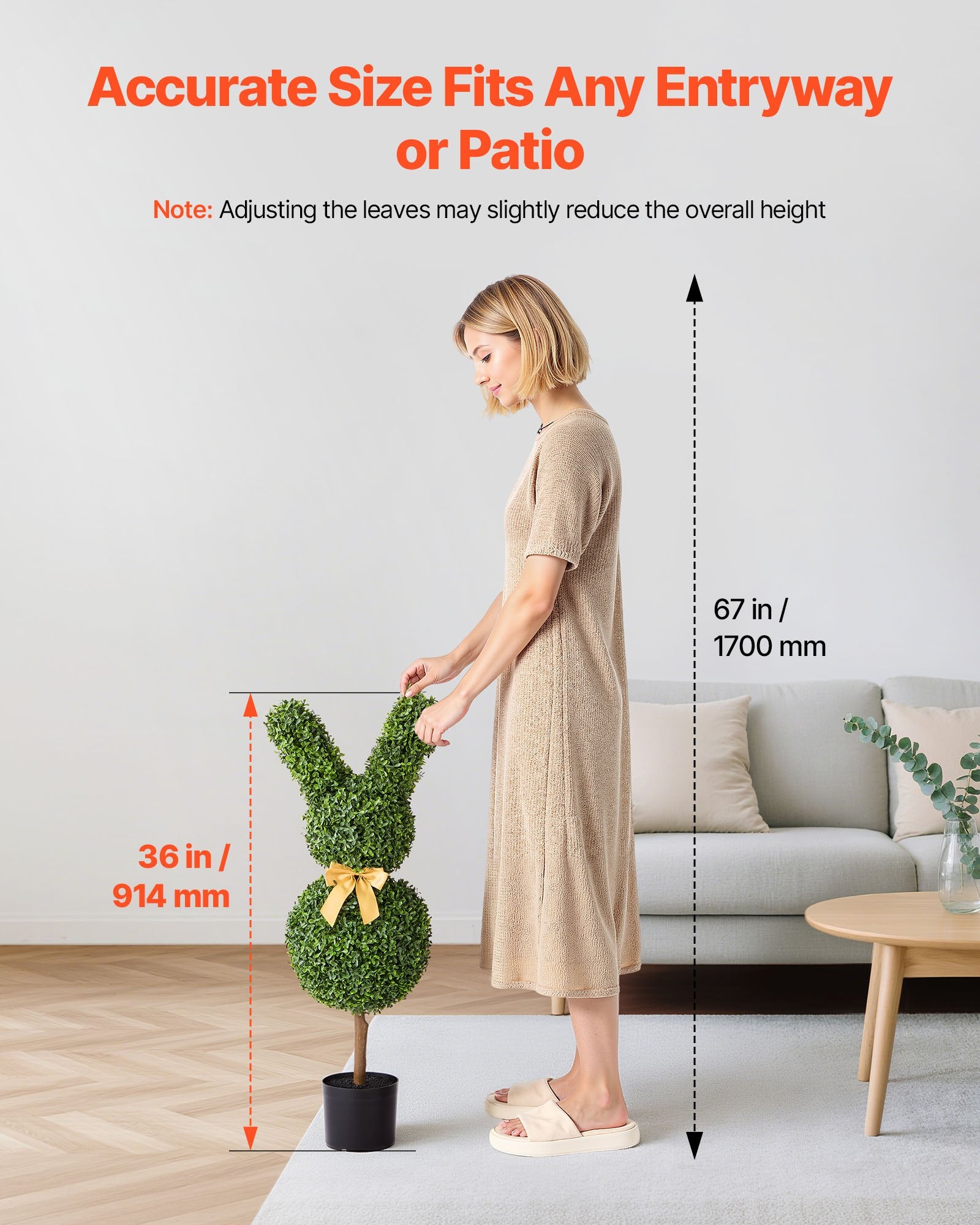 Artificial Topiary Bunny-Shape Boxwood Ball, 2 Set 914mm Faux Boxwood Plant Balls, Fake Silk Tree Look Real, V952-HYMRGXJS36YCU74VB001V0