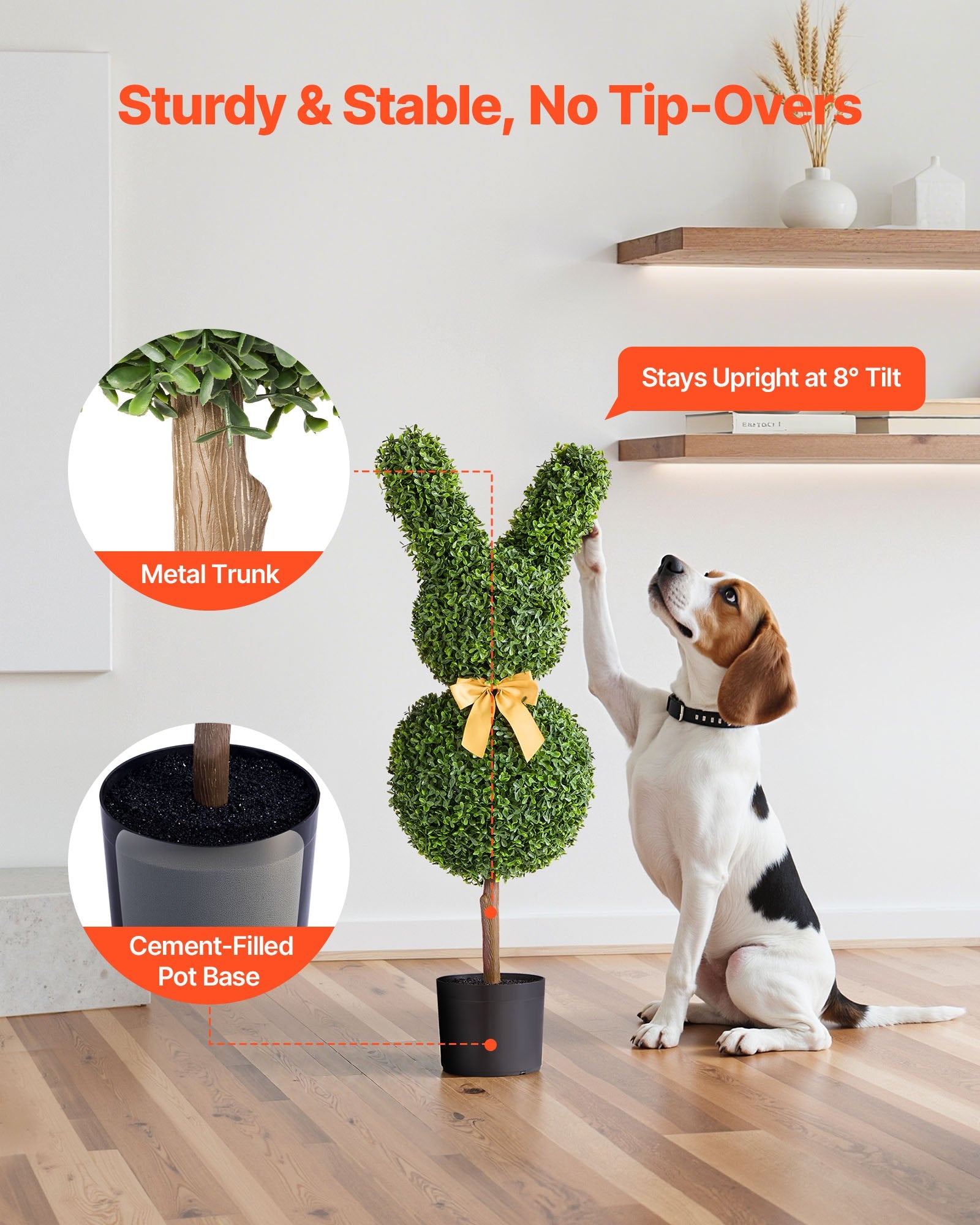 Artificial Topiary Bunny-Shape Boxwood Ball, 2 Set 914mm Faux Boxwood Plant Balls, Fake Silk Tree Look Real, V952-HYMRGXJS36YCU74VB001V0