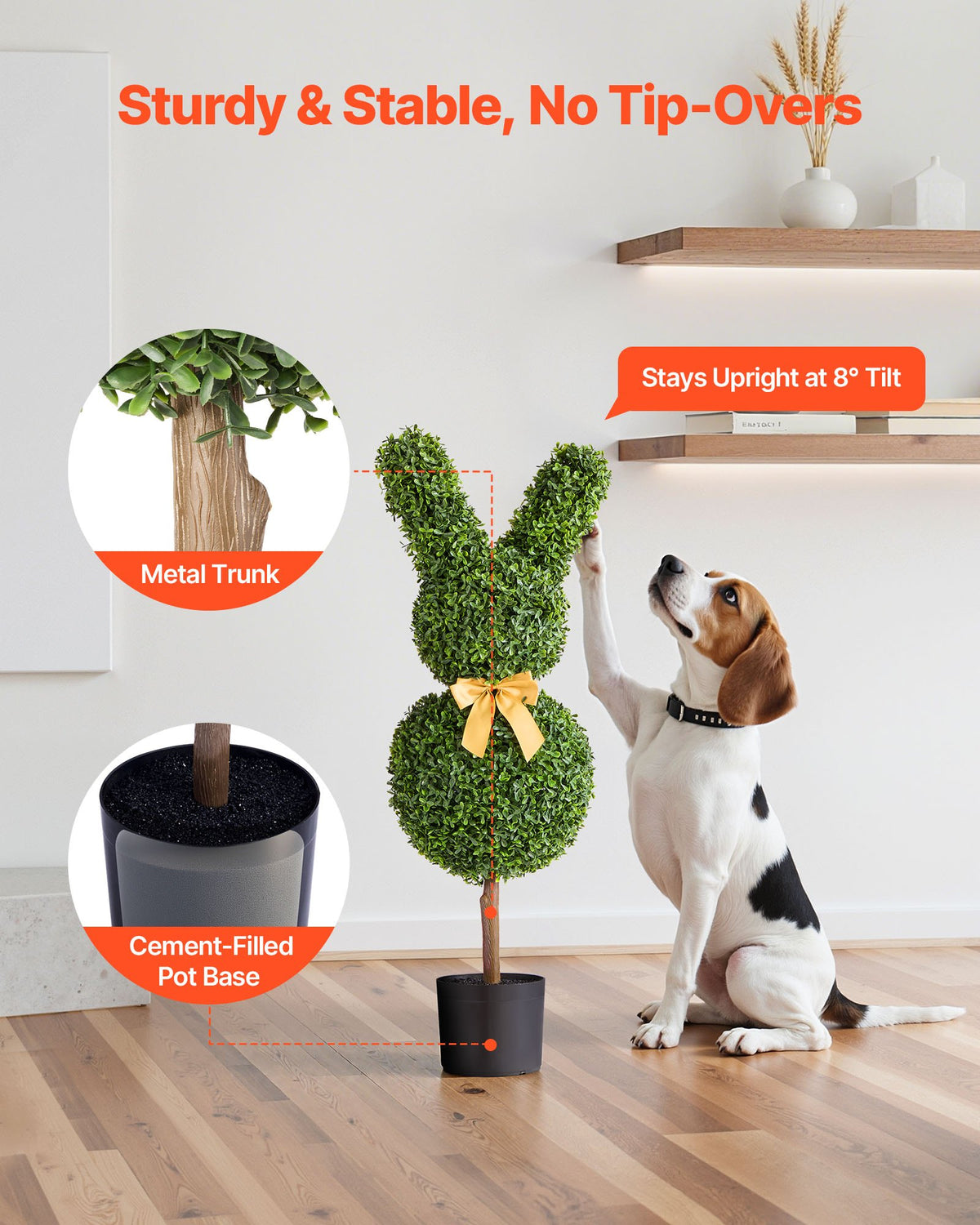 Artificial Topiary Bunny-Shape Boxwood Ball, 2 Set 914mm Faux Boxwood Plant Balls, Fake Silk Tree Look Real, V952-HYMRGXJS36YCU74VB001V0