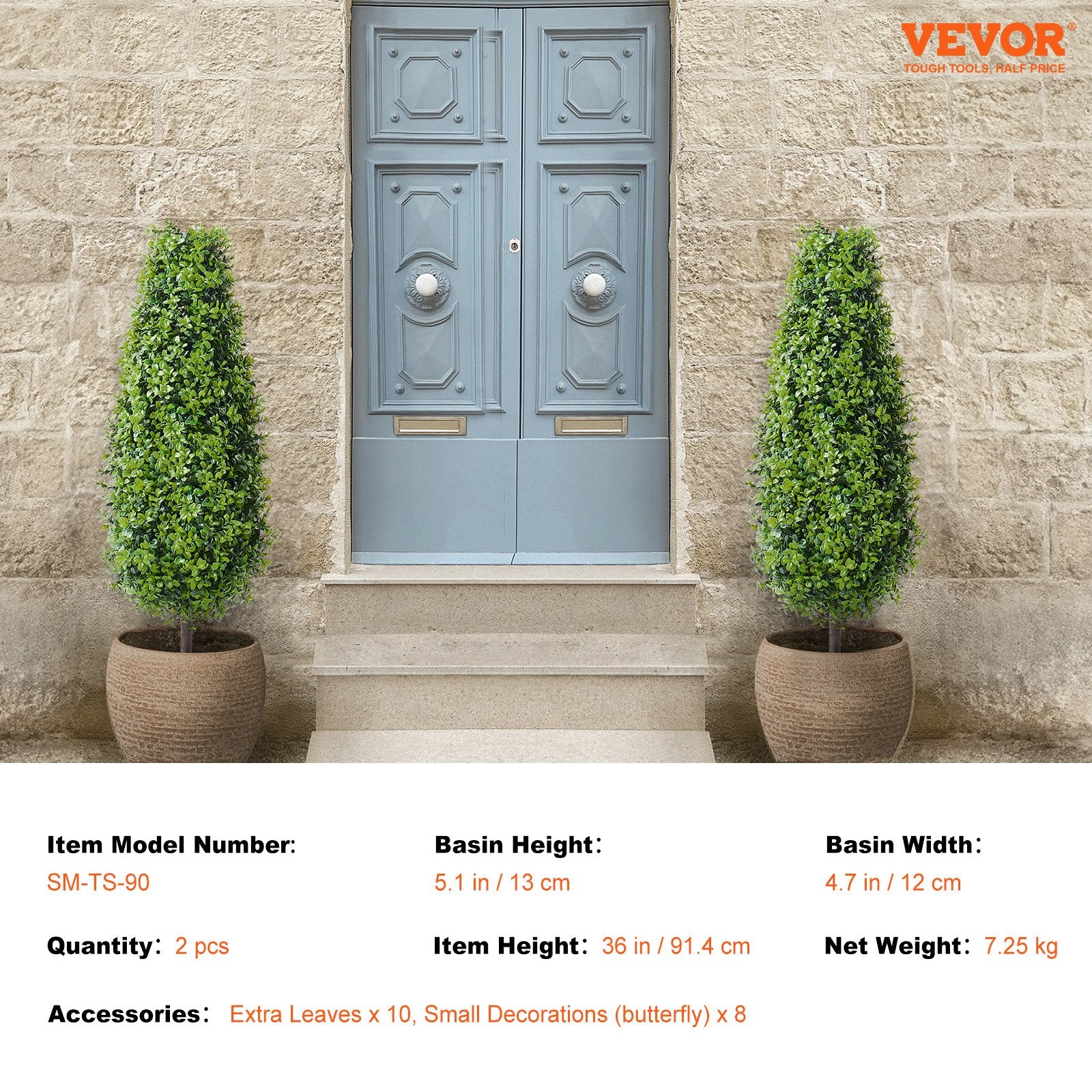 2 Pack 91.4cm Artificial Boxwood Topiary Tree Faux Plant UV Decor In/Outdoor V952-HYMRGXJS36YCXKYTZV0