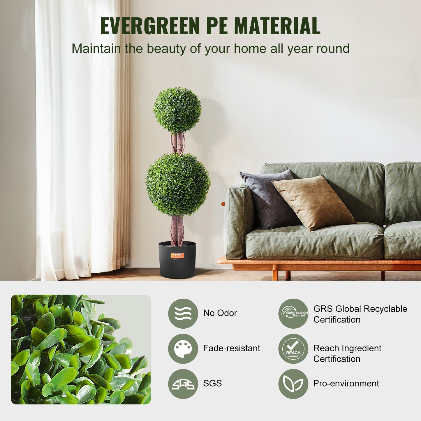 2 Pack 91.4cm Artificial Boxwood Topiary Tree Faux Plant UV Decor In/Outdoor V952-HYMRGXJS48YCKHMZUV0