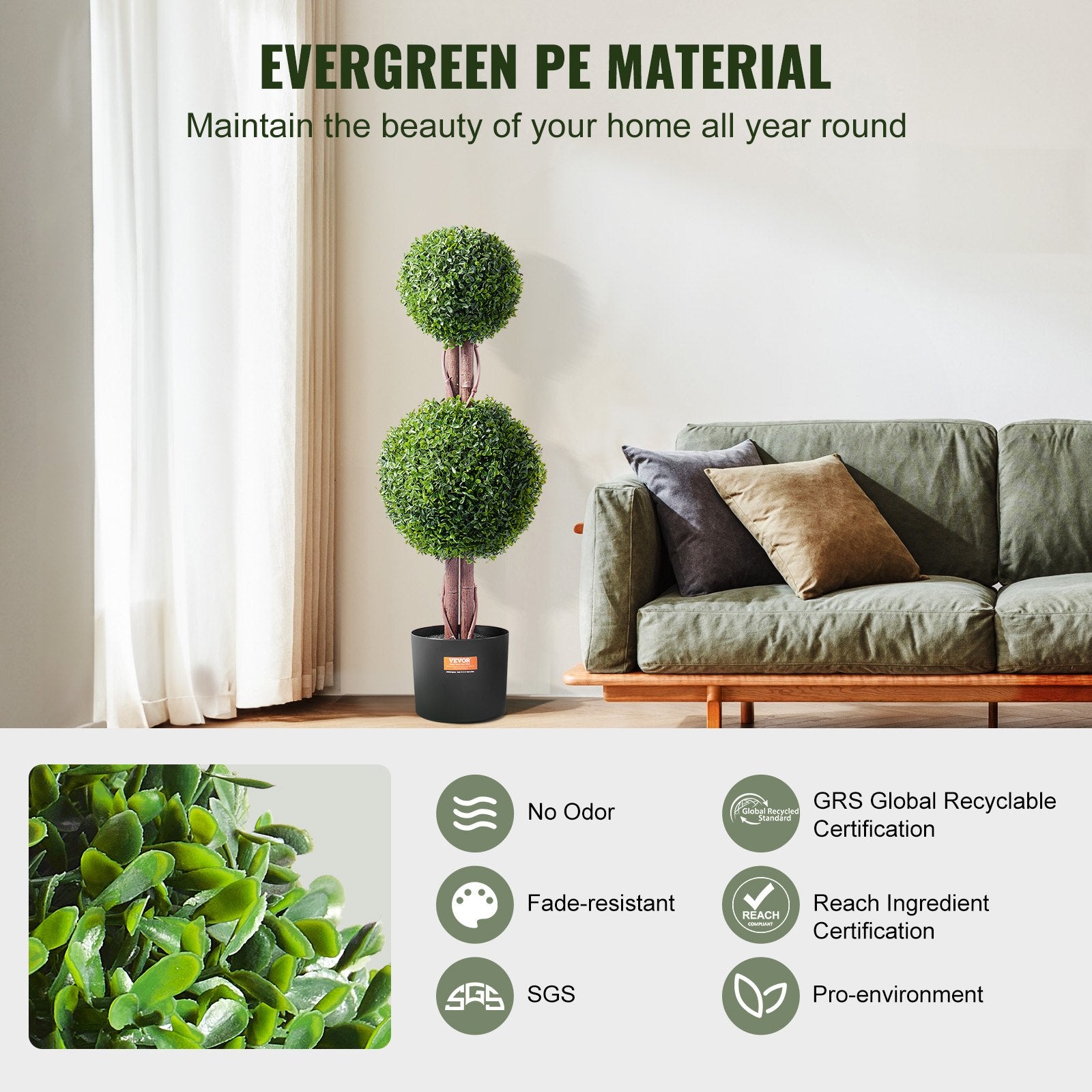 2 Pack 91.4cm Artificial Boxwood Topiary Tree Faux Plant UV Decor In/Outdoor V952-HYMRGXJS48YCKHMZUV0