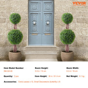 2 Pack 91.4cm Artificial Boxwood Topiary Tree Faux Plant UV Decor In/Outdoor V952-HYMRGXJS48YCKHMZUV0