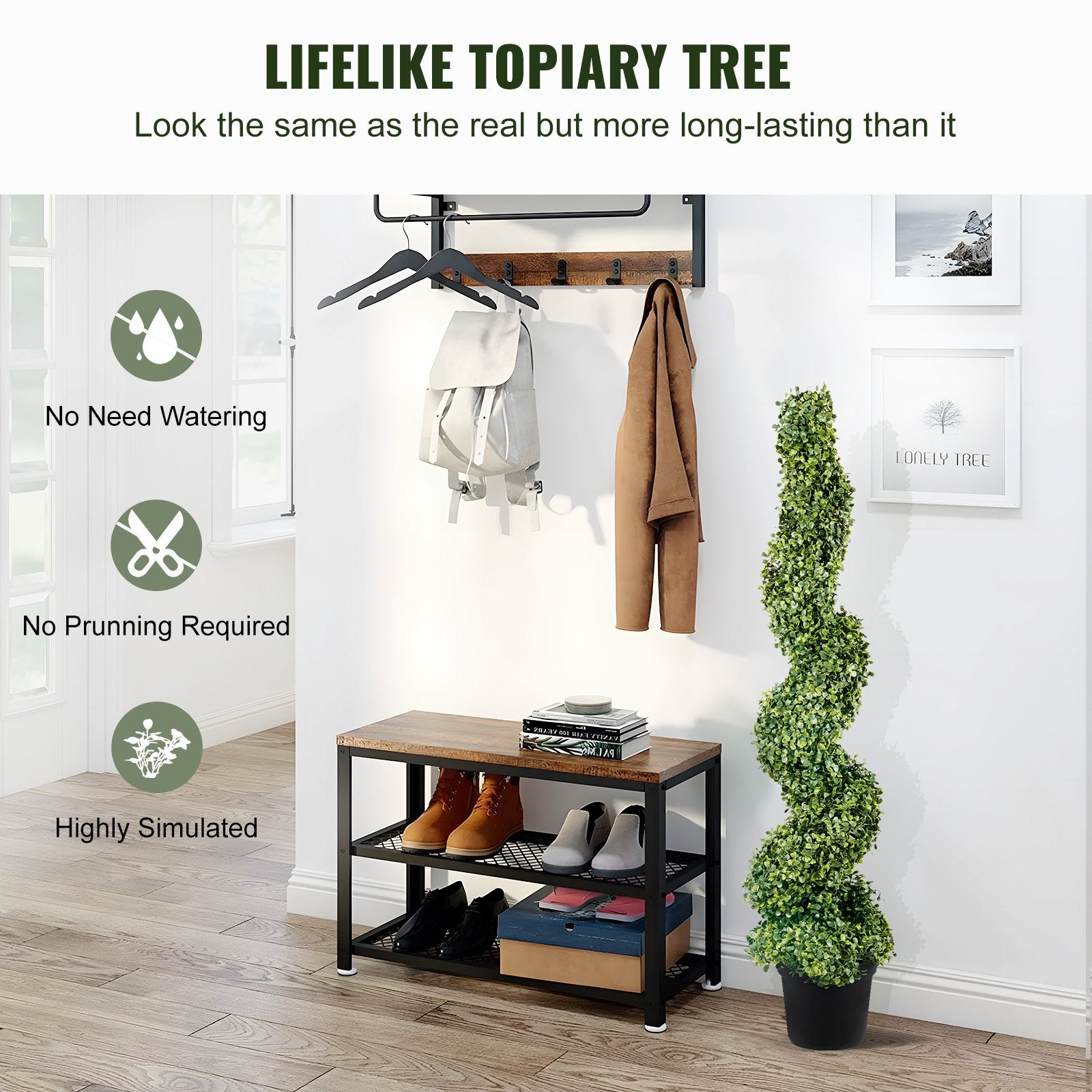 Artificial Topiaries Boxwood Trees, 10cm Tall (2 Pieces) Faux Topiary Plant Outdoor, All-year Green Feaux V952-HYMRGXJS48YCSVDL7V0