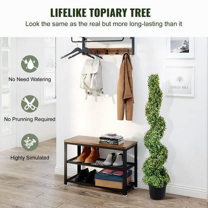 Artificial Topiaries Boxwood Trees, 10cm Tall (2 Pieces) Faux Topiary Plant Outdoor, All-year Green Feaux V952-HYMRGXJS48YCSVDL7V0