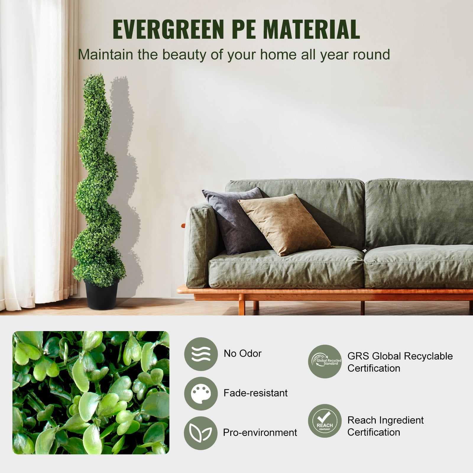 Artificial Topiaries Boxwood Trees, 10cm Tall (2 Pieces) Faux Topiary Plant Outdoor, All-year Green Feaux V952-HYMRGXJS48YCSVDL7V0