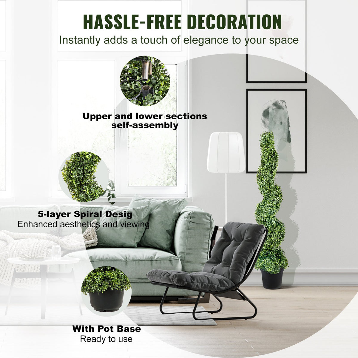 Artificial Topiaries Boxwood Trees, 10cm Tall (2 Pieces) Faux Topiary Plant Outdoor, All-year Green Feaux V952-HYMRGXJS48YCSVDL7V0