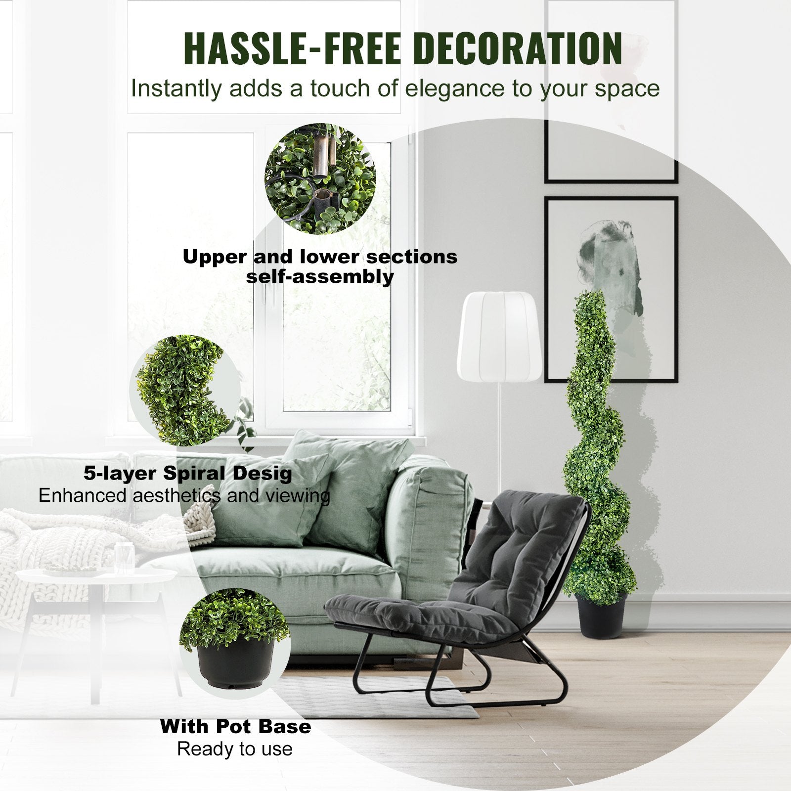 Artificial Topiaries Boxwood Trees, 10cm Tall (2 Pieces) Faux Topiary Plant Outdoor, All-year Green Feaux V952-HYMRGXJS48YCSVDL7V0