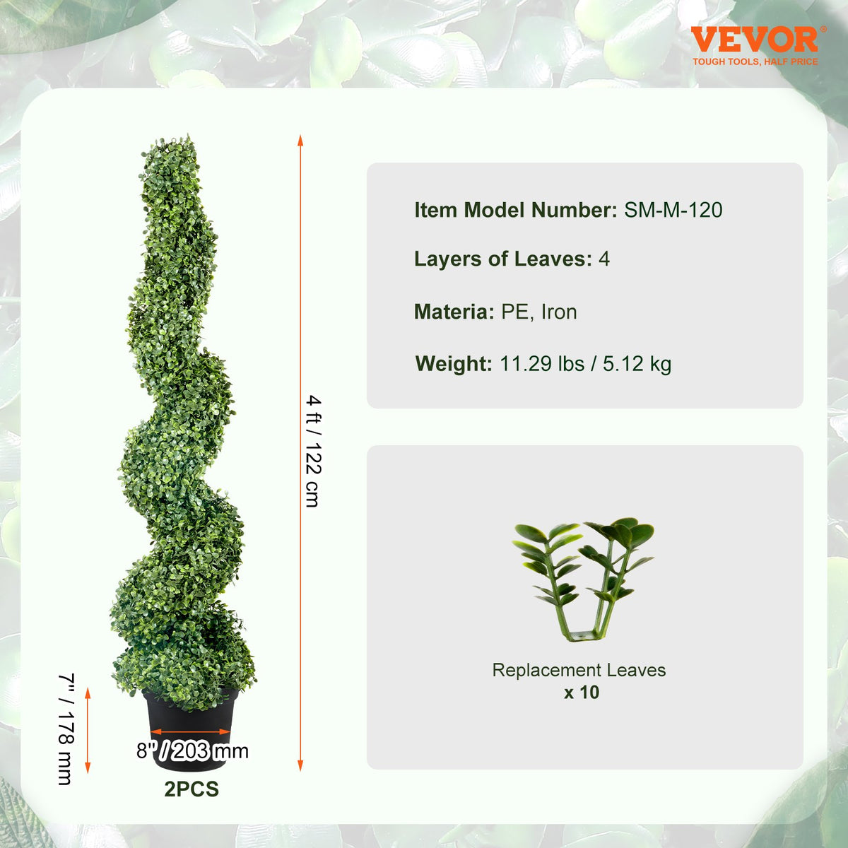 Artificial Topiaries Boxwood Trees, 10cm Tall (2 Pieces) Faux Topiary Plant Outdoor, All-year Green Feaux V952-HYMRGXJS48YCSVDL7V0