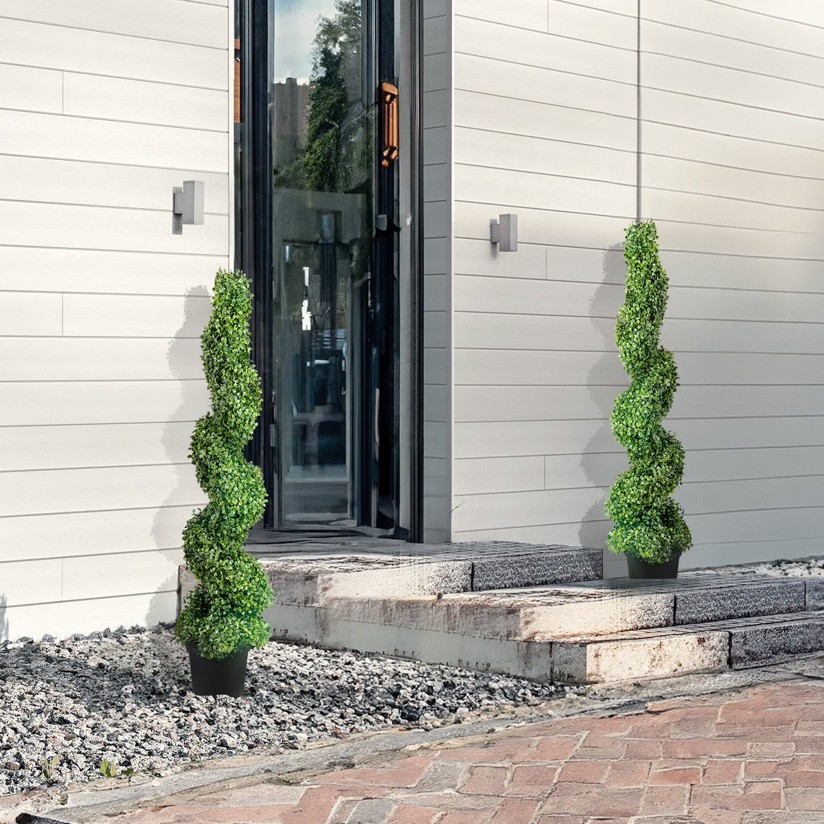 Artificial Topiaries Boxwood Trees, 10cm Tall (2 Pieces) Faux Topiary Plant Outdoor, All-year Green Feaux V952-HYMRGXJS48YCSVDL7V0