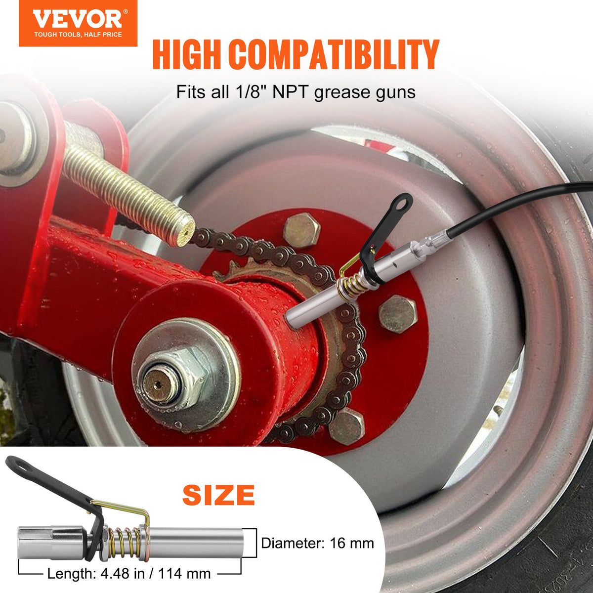Grease Gun Coupler 2 Pack High Pressure Quick Release Oil Nozzle 10000 PSI V952-HYQOHQ1GWBS02K3FUV0