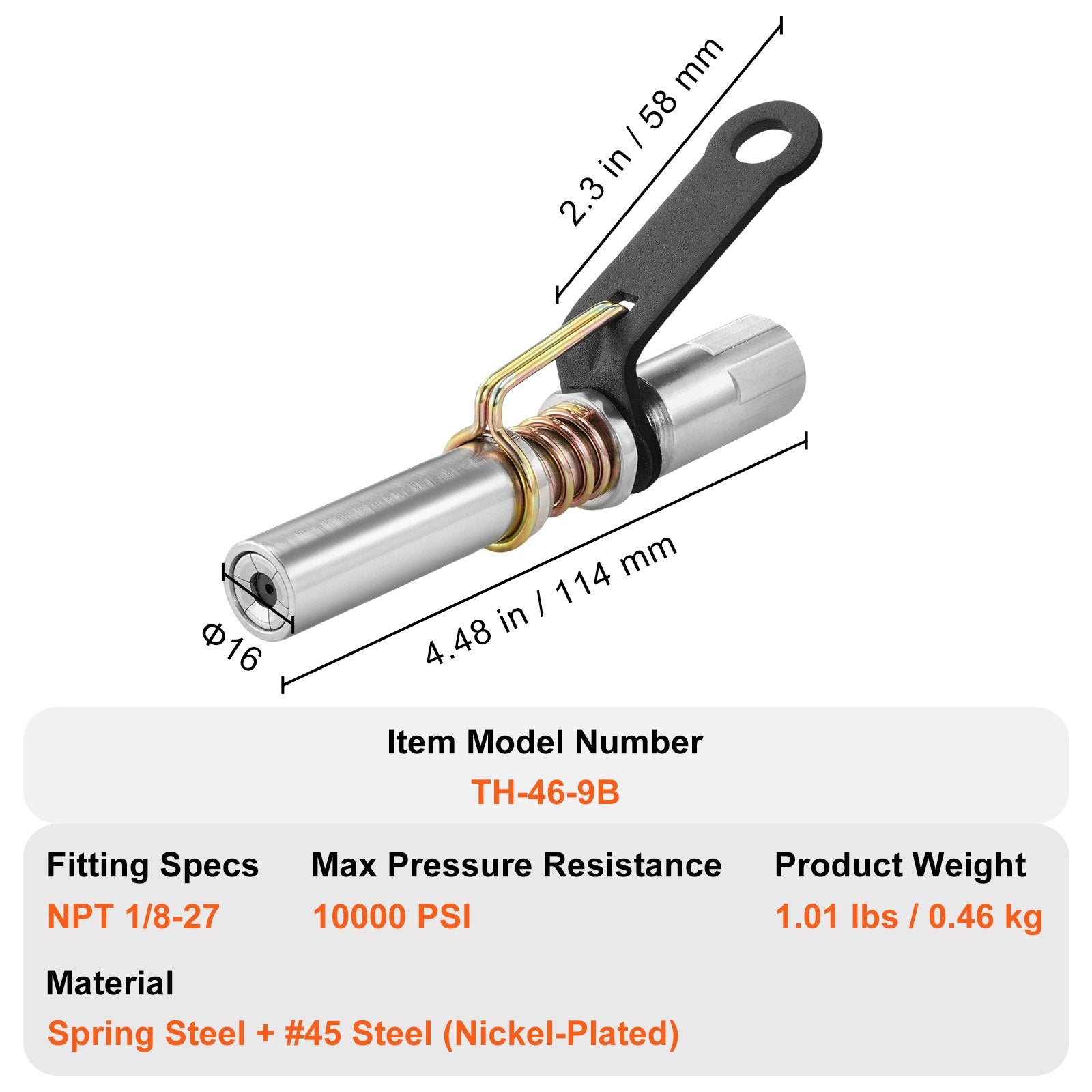 Grease Gun Coupler 2 Pack High Pressure Quick Release Oil Nozzle 10000 PSI V952-HYQOHQ1GWBS02K3FUV0