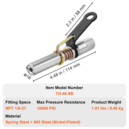 Grease Gun Coupler 2 Pack High Pressure Quick Release Oil Nozzle 10000 PSI V952-HYQOHQ1GWBS02K3FUV0