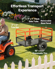 Garden Utility Trailer, 28 Cu. Ft. & 800 kg, ATV UTV Trailer, Tow Behind Steel Dump Trailers, Removable Rear V952-HYTCHCWGK28C4MJ2B001V0