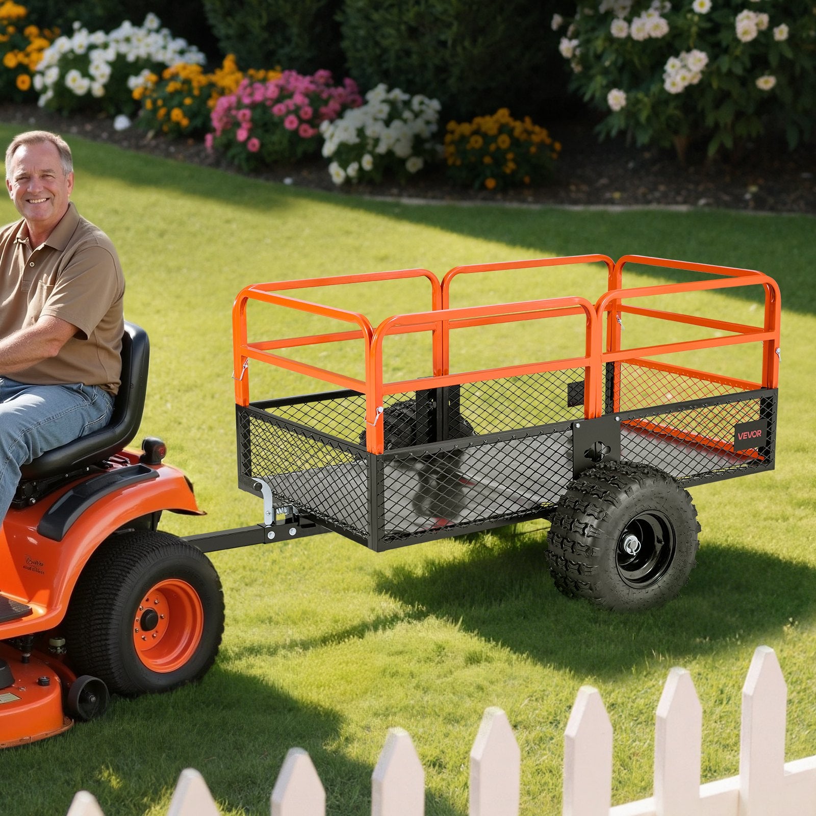 Garden Utility Trailer, 28 Cu. Ft. & 800 kg, ATV UTV Trailer, Tow Behind Steel Dump Trailers, Removable Rear V952-HYTCHCWGK28C4MJ2B001V0