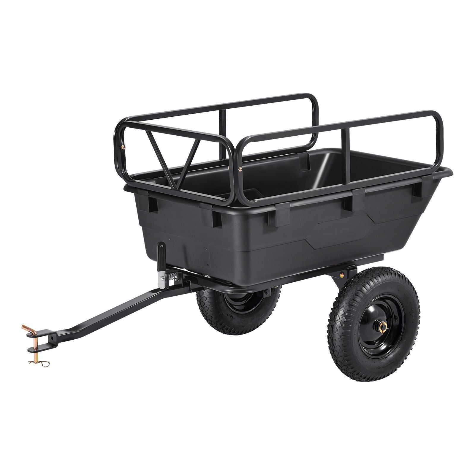 Garden Utility Trailer, 10 Cu. Ft 227 kg, ATV UTV Hauling Trailer, Tow Behind Poly Dump Cart with 16" Tires, V952-HYTCHSSL10CUFU8JW001V0
