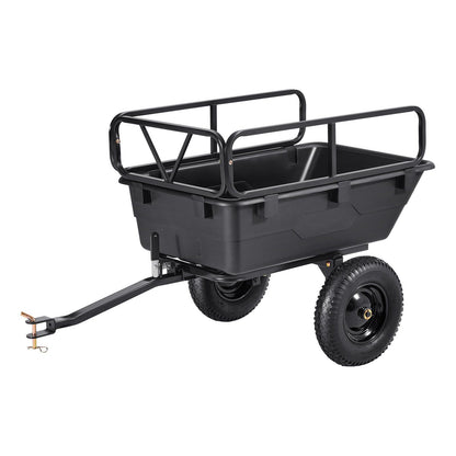 Garden Utility Trailer, 10 Cu. Ft 227 kg, ATV UTV Hauling Trailer, Tow Behind Poly Dump Cart with 16" Tires, V952-HYTCHSSL10CUFU8JW001V0