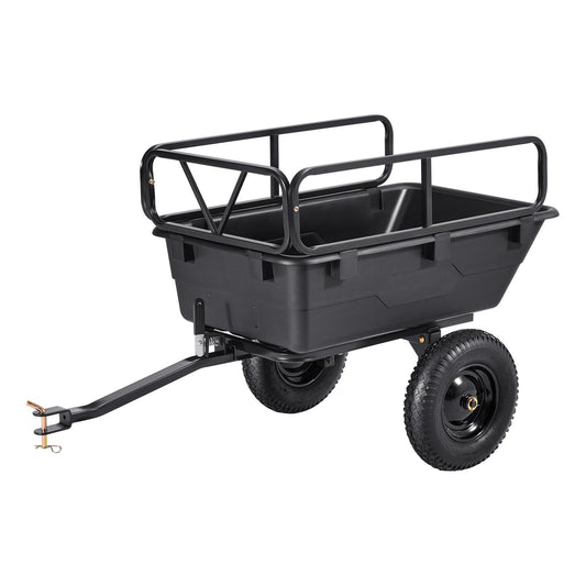 Garden Utility Trailer, 10 Cu. Ft 227 kg, ATV UTV Hauling Trailer, Tow Behind Poly Dump Cart with 16" Tires, V952-HYTCHSSL10CUFU8JW001V0