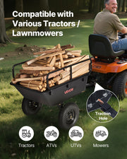 Garden Utility Trailer, 10 Cu. Ft 227 kg, ATV UTV Hauling Trailer, Tow Behind Poly Dump Cart with 16" Tires, V952-HYTCHSSL10CUFU8JW001V0
