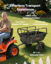 Garden Utility Trailer, 10 Cu. Ft 227 kg, ATV UTV Hauling Trailer, Tow Behind Poly Dump Cart with 16" Tires, V952-HYTCHSSL10CUFU8JW001V0