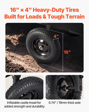 Garden Utility Trailer, 10 Cu. Ft 227 kg, ATV UTV Hauling Trailer, Tow Behind Poly Dump Cart with 16" Tires, V952-HYTCHSSL10CUFU8JW001V0