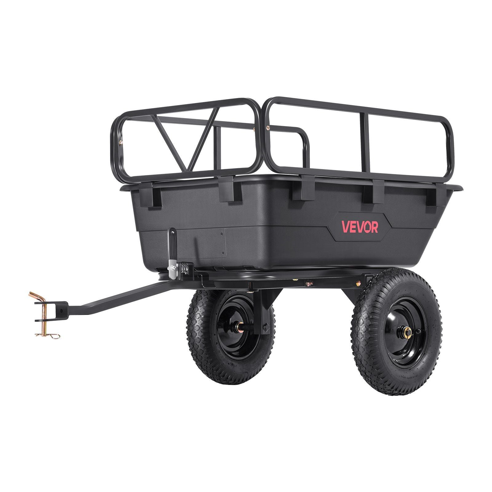 Garden Utility Trailer, 10 Cu. Ft 227 kg, ATV UTV Hauling Trailer, Tow Behind Poly Dump Cart with 16" Tires, V952-HYTCHSSL10CUFU8JW001V0