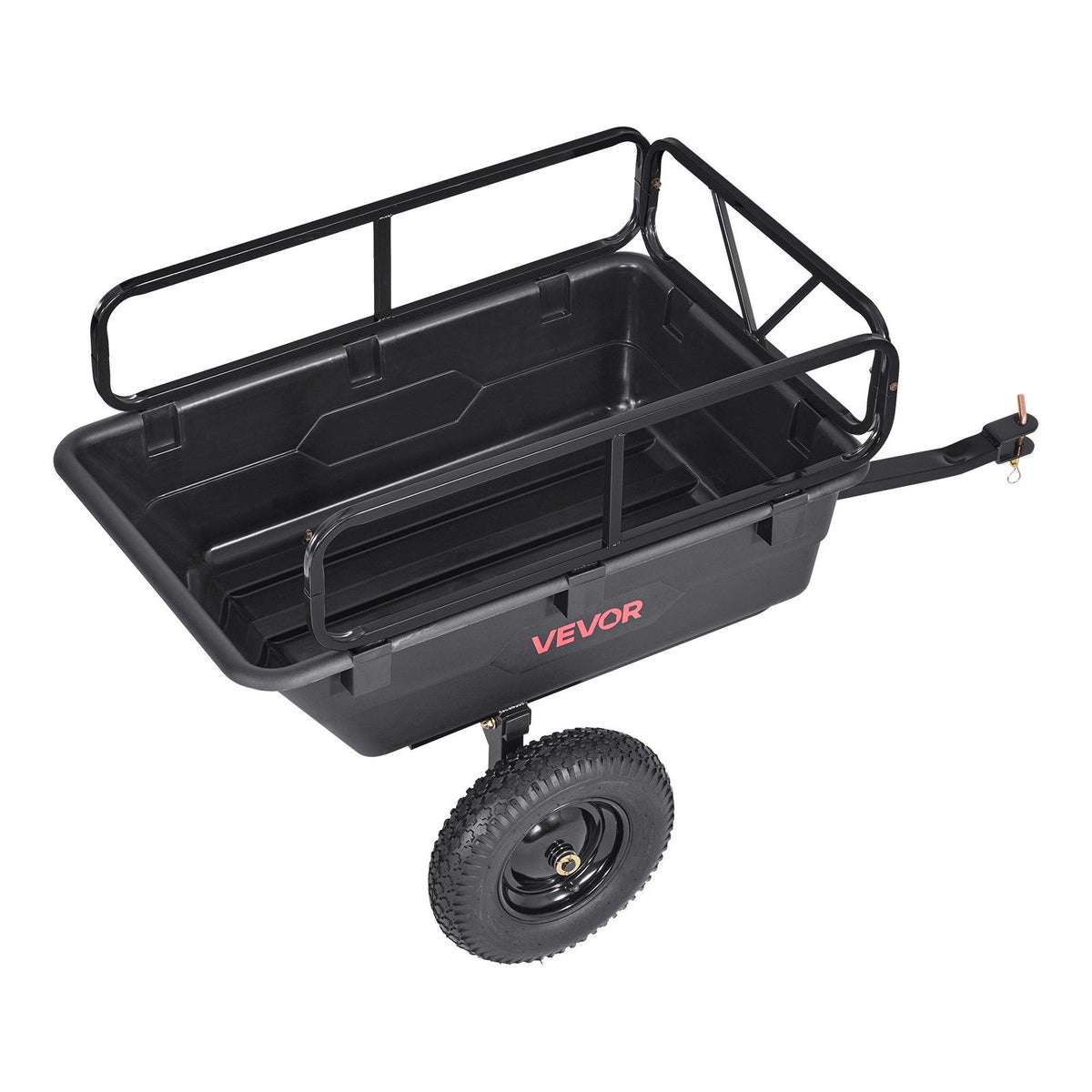 Garden Utility Trailer, 10 Cu. Ft 227 kg, ATV UTV Hauling Trailer, Tow Behind Poly Dump Cart with 16" Tires, V952-HYTCHSSL10CUFU8JW001V0