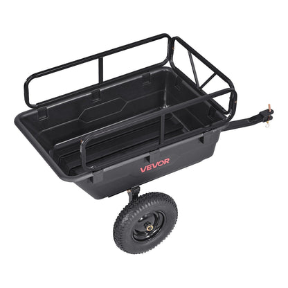 Garden Utility Trailer, 10 Cu. Ft 227 kg, ATV UTV Hauling Trailer, Tow Behind Poly Dump Cart with 16" Tires, V952-HYTCHSSL10CUFU8JW001V0