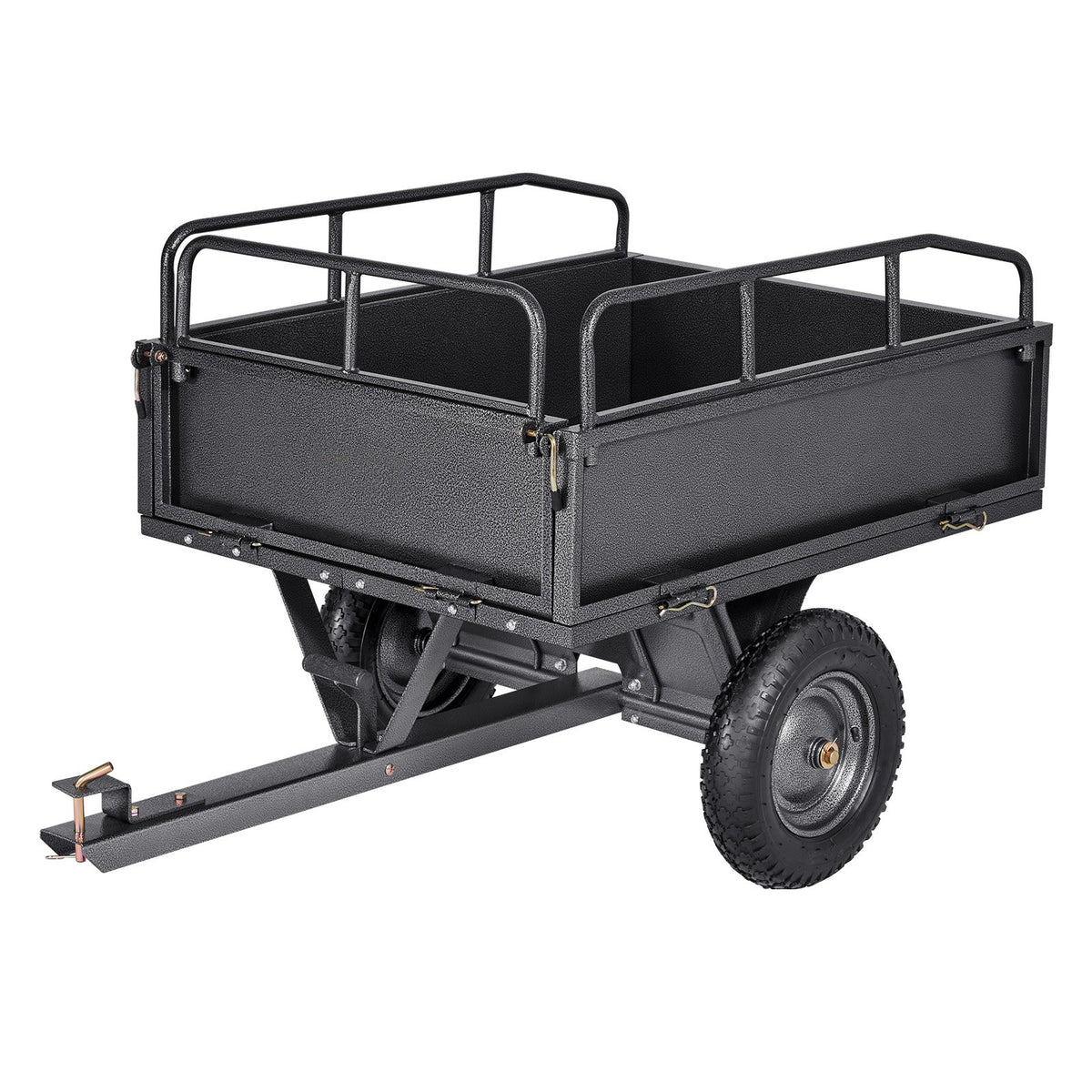 Garden Utility Trailer, 10 Cu. Ft & 227 kg Capacity, ATV UTV Hauling Trailer, Tow Behind Steel Dump Cart with V952-HYTCHSTPK10CJT946001V0