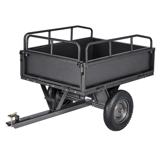 Garden Utility Trailer, 10 Cu. Ft & 227 kg Capacity, ATV UTV Hauling Trailer, Tow Behind Steel Dump Cart with V952-HYTCHSTPK10CJT946001V0